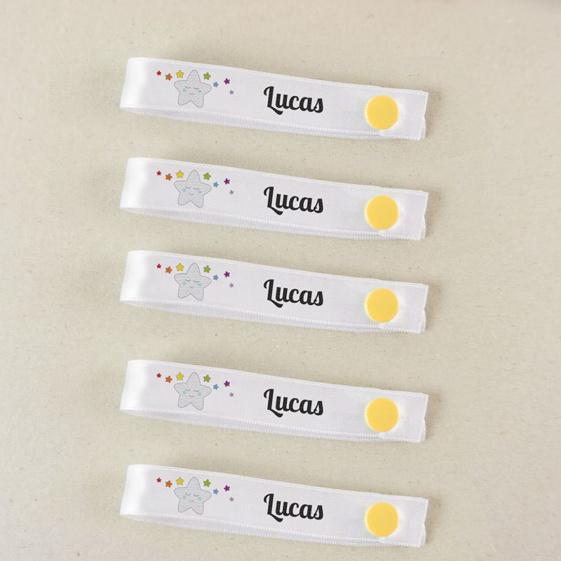 Pack 5 cintas para colgar ropa personalizadas, dibujo a elegir