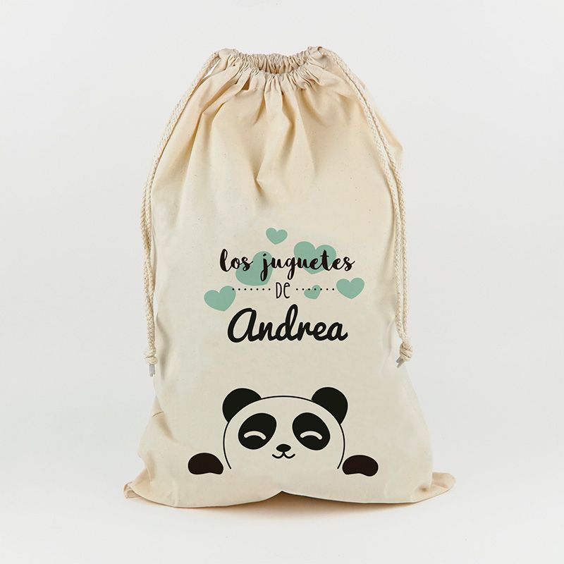 Saco para Juguetes Personalizado Panda menta juguetes