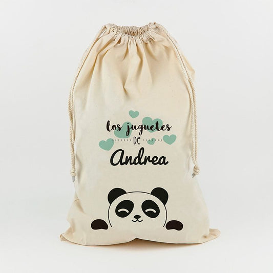 Saco para Juguetes Personalizado Panda menta juguetes