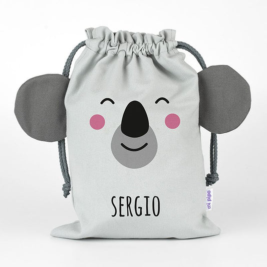 Saquito Zoo Koala Gris Personalizado