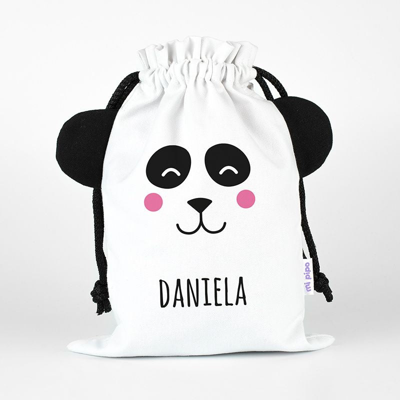 Saquito Zoo Panda Blanco Personalizado