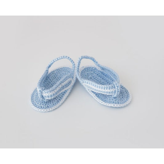 Zapatitos de Ganchillo Verano Niño Chancla Azul